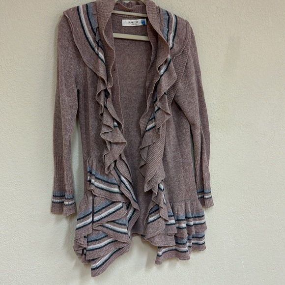 Anthropologie sparrow womans duffle striped open cardigan sweater size M - Picture 2 of 6